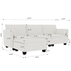 Christopher Knight Home - Divano Noah Grande a 3 Posti con Chaise Longue Componibile e Tasche sul Bracciolo, Rivestimento in Tessuto