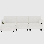 Christopher Knight Home - Divano Noah Grande a 3 Posti con Chaise Longue Componibile e Tasche sul Bracciolo, Rivestimento in Tessuto