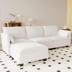 Christopher Knight Home - Divano Noah Grande a 3 Posti con Chaise Longue Componibile e Tasche sul Bracciolo, Rivestimento in Tessuto