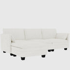 Christopher Knight Home - Divano Noah Grande a 3 Posti con Chaise Longue Componibile e Tasche sul Bracciolo, Rivestimento in Tessuto