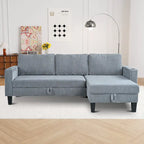 Christopher Knight Home - Divano componibile a L reversibile in tessuto con chaise longue contenitore, porte USB e portabicchieri