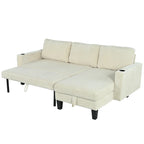 Christopher Knight Home - Divano componibile a L reversibile in tessuto con chaise longue contenitore, porte USB e portabicchieri