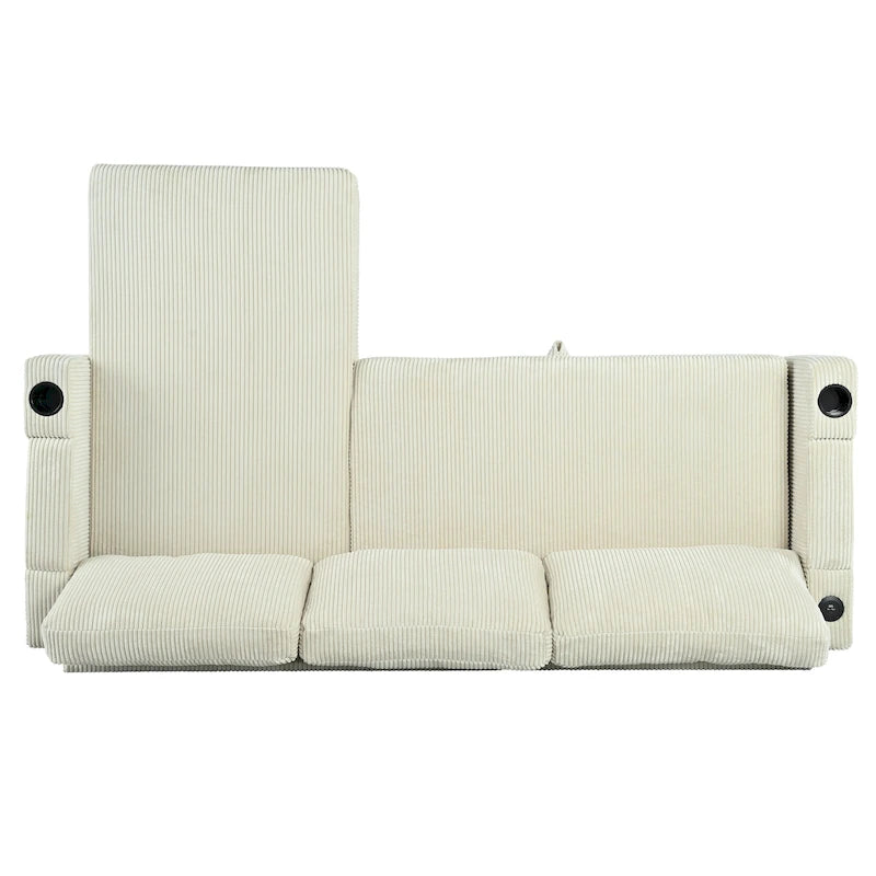 Christopher Knight Home - Divano componibile a L reversibile in tessuto con chaise longue contenitore, porte USB e portabicchieri