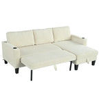 Christopher Knight Home - Divano componibile a L reversibile in tessuto con chaise longue contenitore, porte USB e portabicchieri