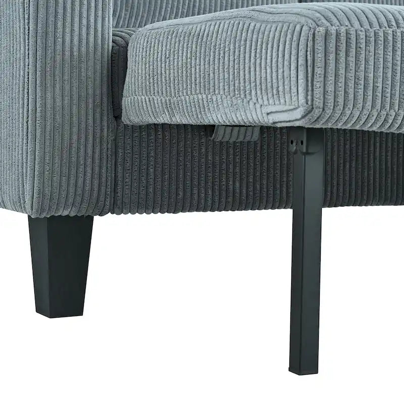 Christopher Knight Home - Divano componibile a L reversibile in tessuto con chaise longue contenitore, porte USB e portabicchieri