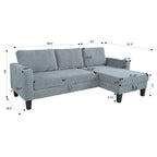 Christopher Knight Home - Divano componibile a L reversibile in tessuto con chaise longue contenitore, porte USB e portabicchieri