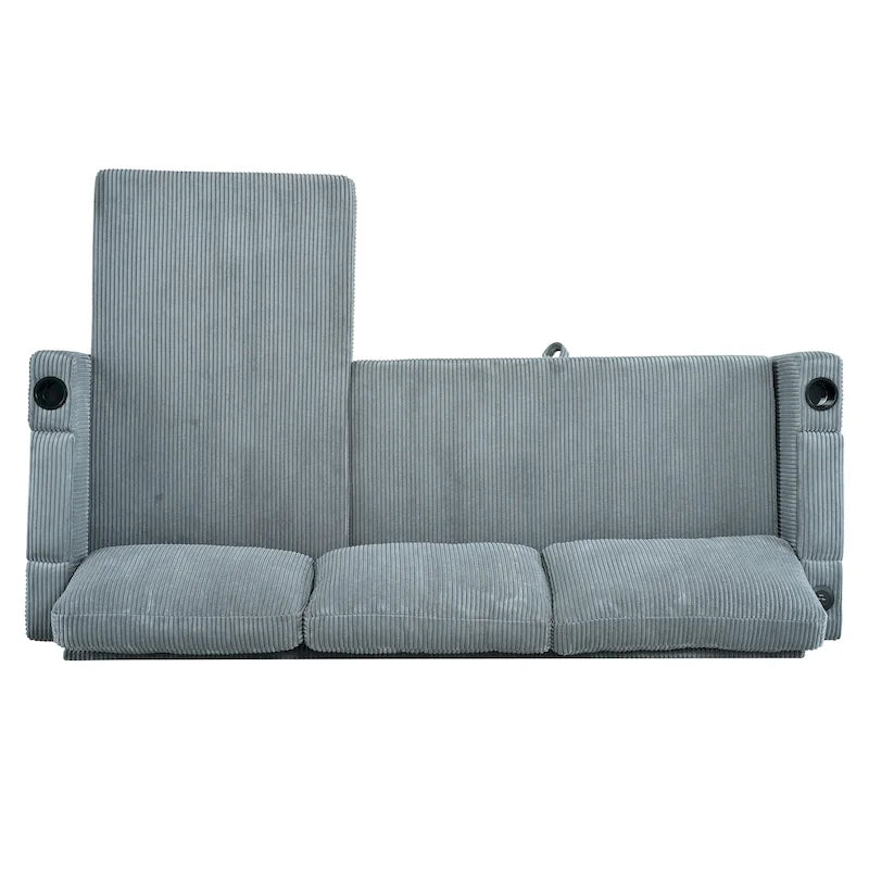 Christopher Knight Home - Divano componibile a L reversibile in tessuto con chaise longue contenitore, porte USB e portabicchieri