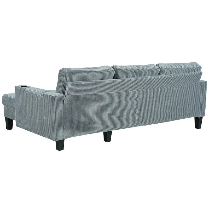 Christopher Knight Home - Divano componibile a L reversibile in tessuto con chaise longue contenitore, porte USB e portabicchieri