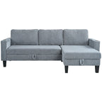 Christopher Knight Home - Divano componibile a L reversibile in tessuto con chaise longue contenitore, porte USB e portabicchieri