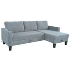 Christopher Knight Home - Divano componibile a L reversibile in tessuto con chaise longue contenitore, porte USB e portabicchieri