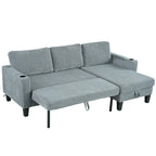 Christopher Knight Home - Divano componibile a L reversibile in tessuto con chaise longue contenitore, porte USB e portabicchieri