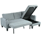 Christopher Knight Home - Divano componibile a L reversibile in tessuto con chaise longue contenitore, porte USB e portabicchieri