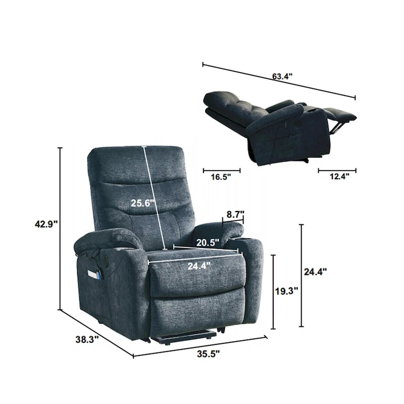 Christopher Knight Home - Fauteuil inclinable électrique releveur Liyasi avec massage, chauffage et fonctions pratiques