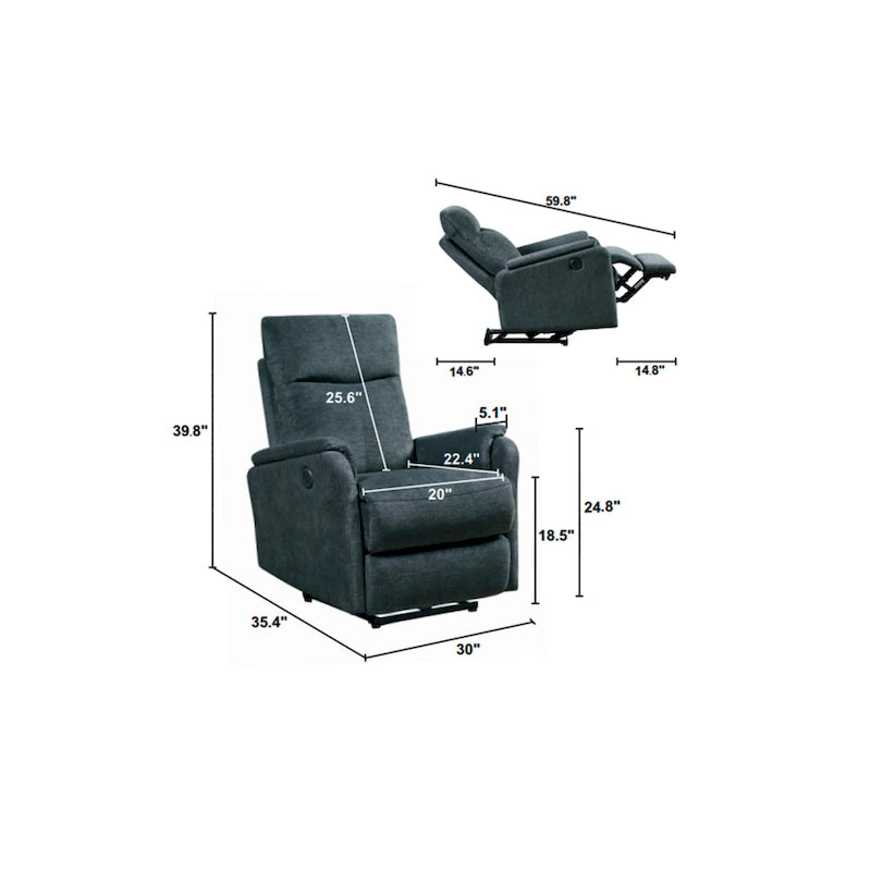 Christopher Knight Home - Poltrona reclinabile elettrica Hudson con ricarica USB