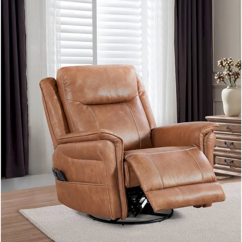 GDFStudio - Fauteuil inclinable pivotant et basculant électrique Harrison avec chauffage et massage, accoudoirs coussinés, pour salons