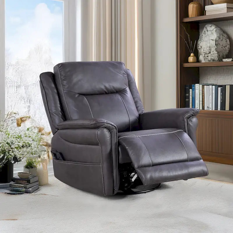 GDFStudio - Fauteuil inclinable pivotant et basculant électrique Harrison avec chauffage et massage, accoudoirs coussinés, pour salons
