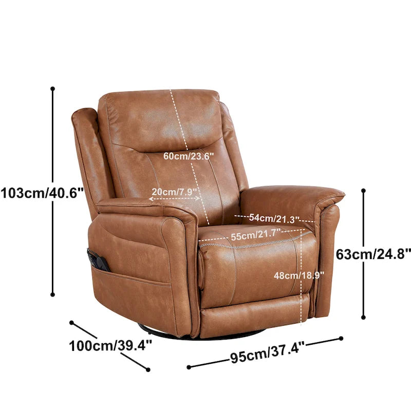 GDFStudio - Fauteuil inclinable pivotant et basculant électrique Harrison avec chauffage et massage, accoudoirs coussinés, pour salons