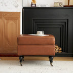 Christopher Knight Home - Pouf quadrato classico Edward in pelle sintetica con gambe e rotelle in legno massello