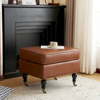 Christopher Knight Home - Pouf quadrato classico Edward in pelle sintetica con gambe e rotelle in legno massello