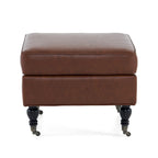 Christopher Knight Home - Pouf quadrato classico Edward in pelle sintetica con gambe e rotelle in legno massello