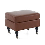 Christopher Knight Home - Pouf quadrato classico Edward in pelle sintetica con gambe e rotelle in legno massello