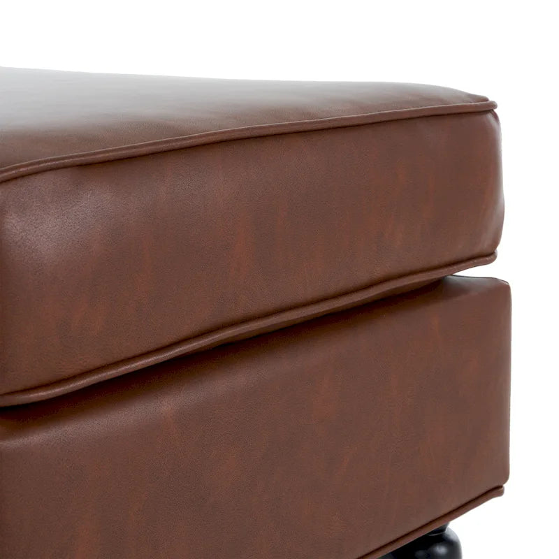 Christopher Knight Home - Pouf quadrato classico Edward in pelle sintetica con gambe e rotelle in legno massello