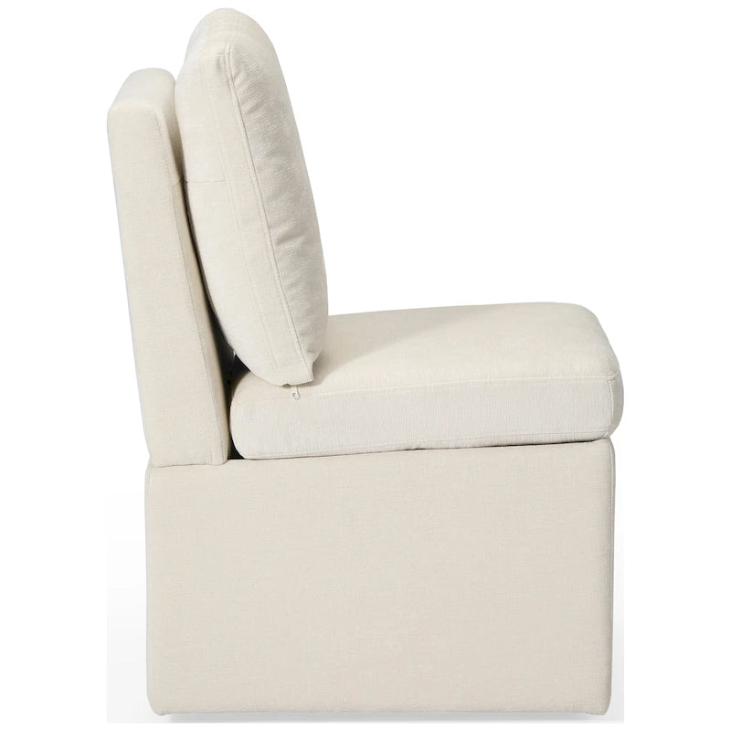 Sedia da pranzo Stansberry in ciniglia con contenitore sotto il sedile e ruote orientabili