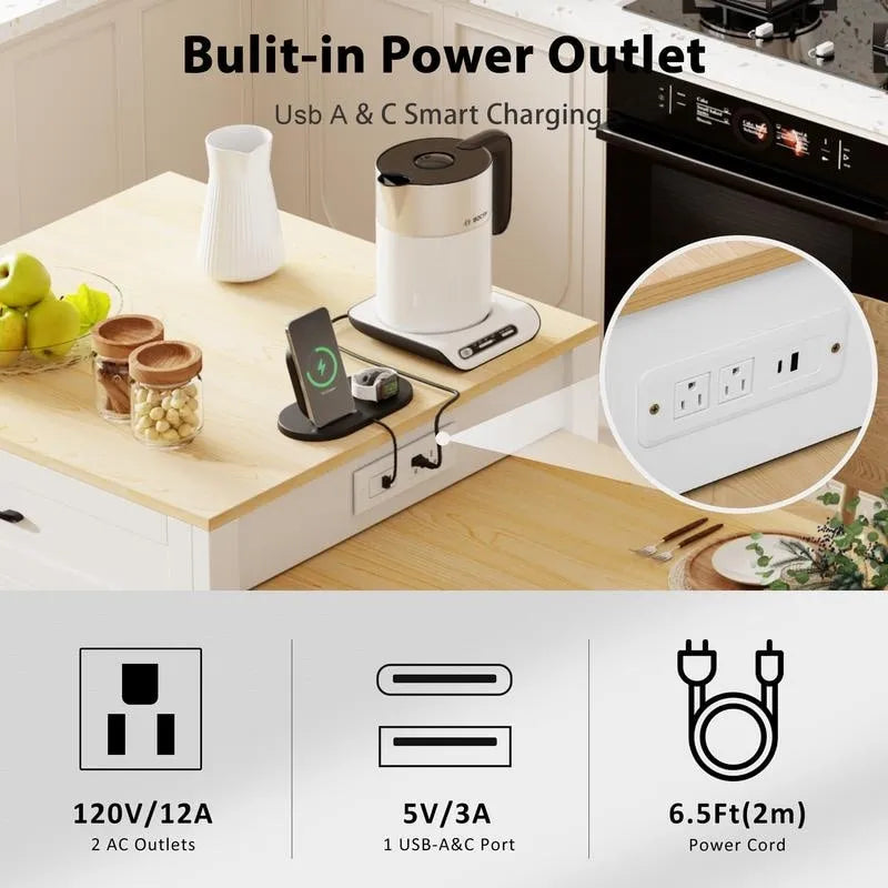 Isola cucina Betsy con tavolo da pranzo allungabile per 4-6 persone
