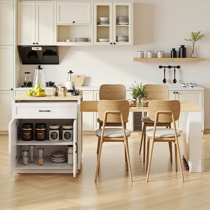 Isola cucina Betsy con tavolo da pranzo allungabile per 4-6 persone