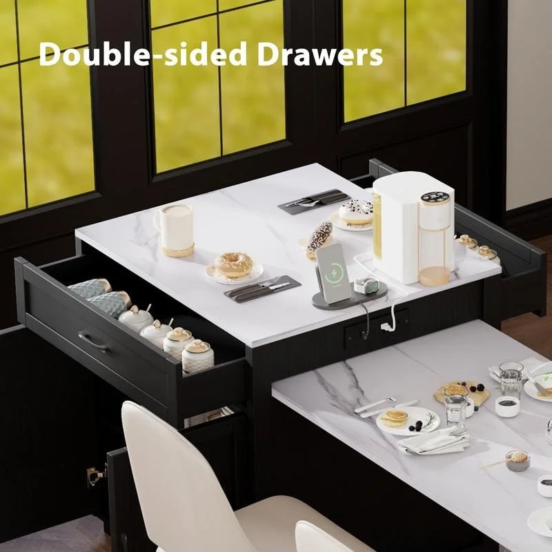 Isola cucina Betsy con tavolo da pranzo allungabile per 4-6 persone