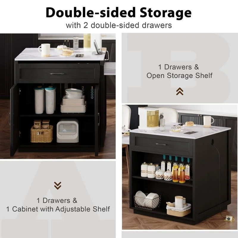 Isola cucina Betsy con tavolo da pranzo allungabile per 4-6 persone
