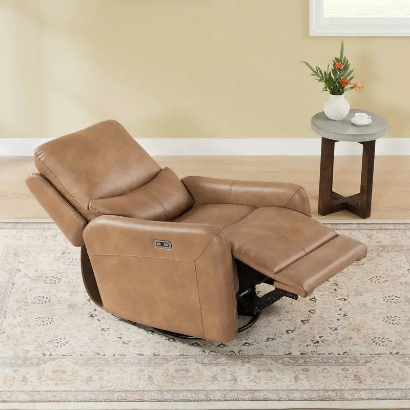 Poltrona reclinabile Adalyn Power Swivel Glider con cuscino lombare