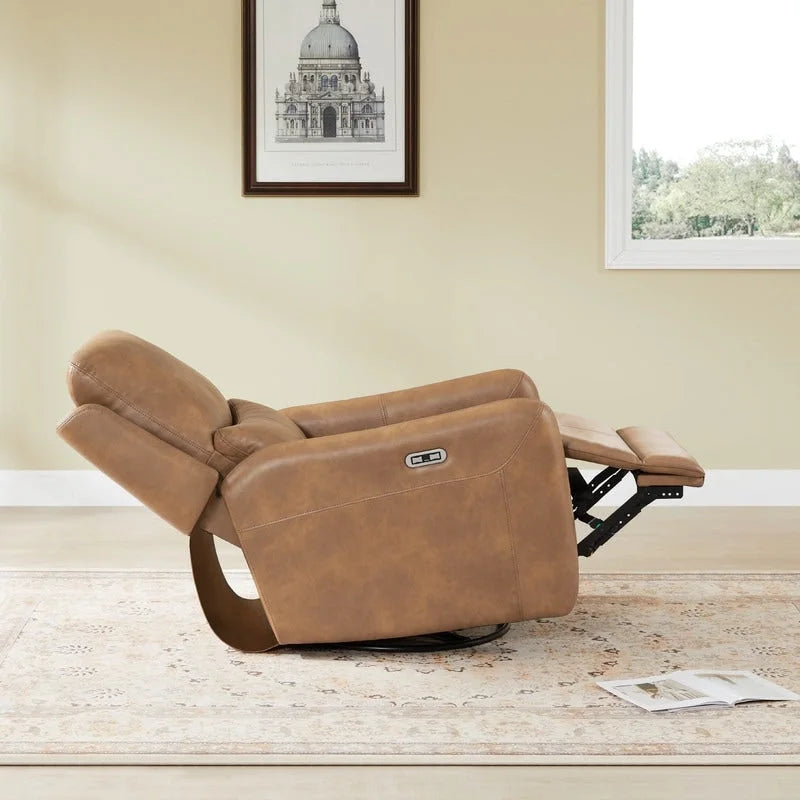 Poltrona reclinabile Adalyn Power Swivel Glider con cuscino lombare