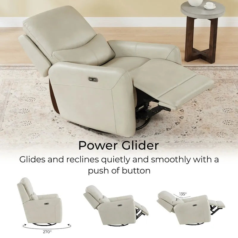 Poltrona reclinabile Adalyn Power Swivel Glider con cuscino lombare