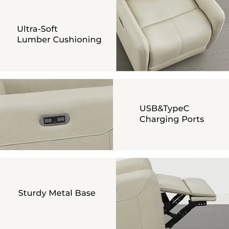 Poltrona reclinabile Adalyn Power Swivel Glider con cuscino lombare