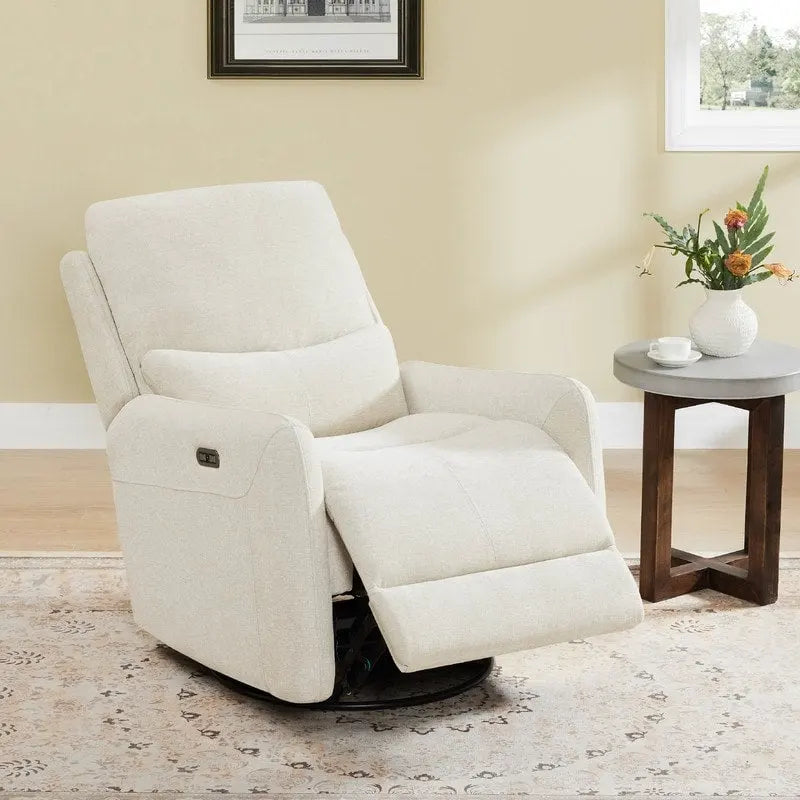 Poltrona reclinabile Adalyn Power Swivel Glider con cuscino lombare