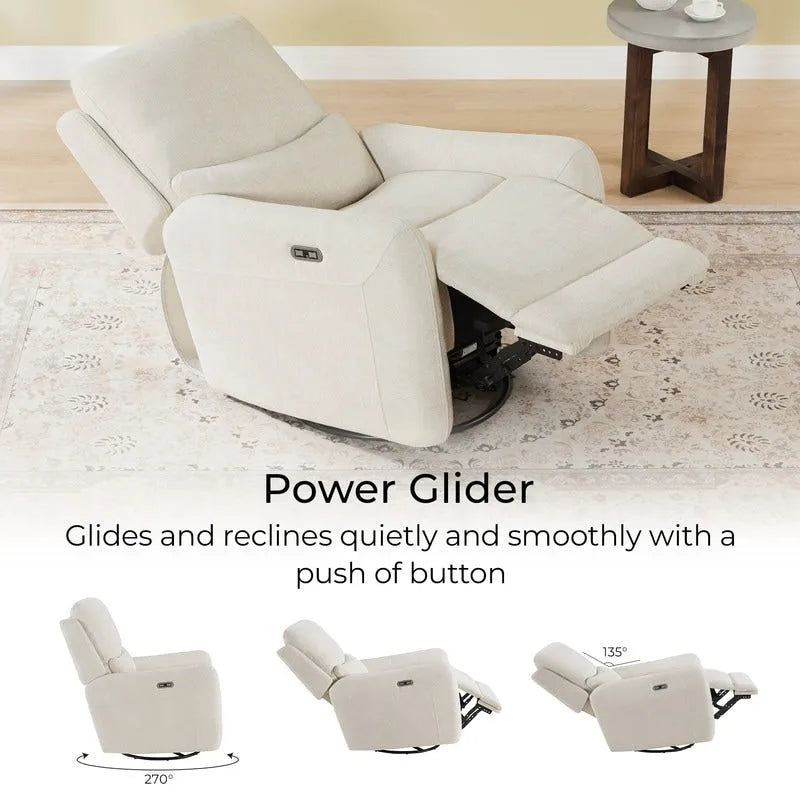 Poltrona reclinabile Adalyn Power Swivel Glider con cuscino lombare