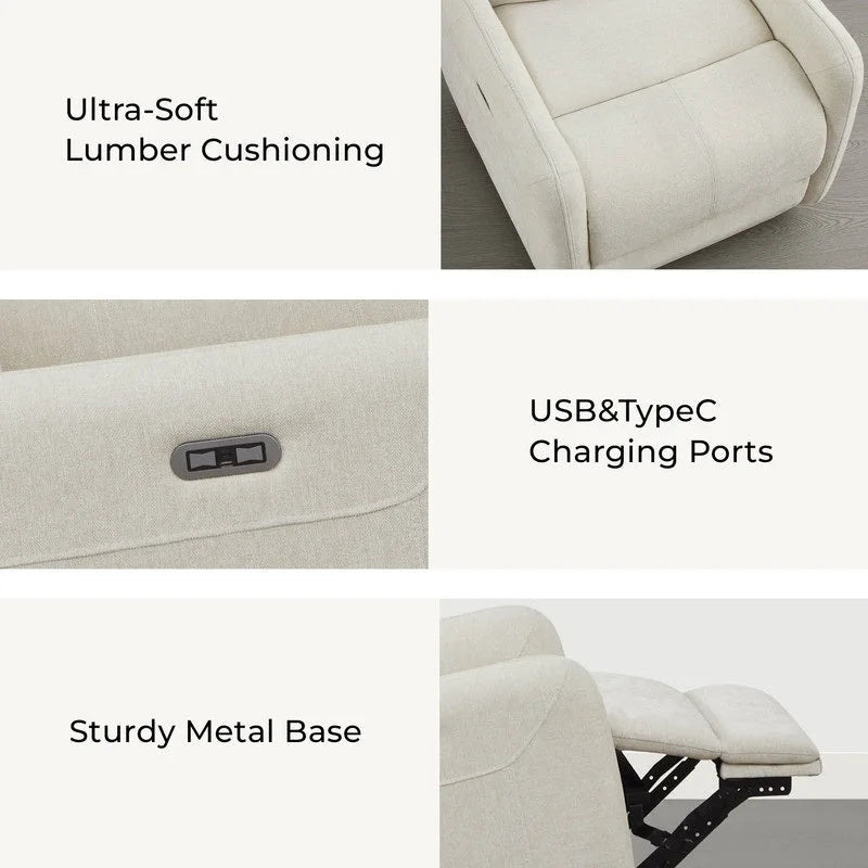 Poltrona reclinabile Adalyn Power Swivel Glider con cuscino lombare