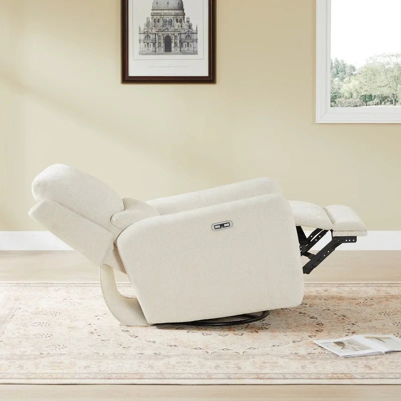 Poltrona reclinabile Adalyn Power Swivel Glider con cuscino lombare