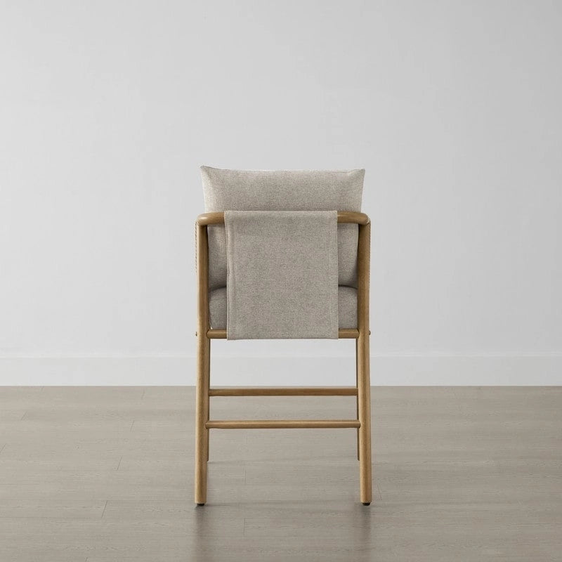 Tabouret de bar Lynn à hauteur de comptoir avec accoudoirs en bois tressé, lot de 2