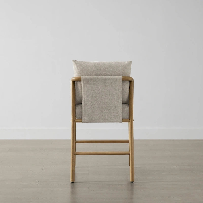 Tabouret de bar Lynn à hauteur de comptoir avec accoudoirs en bois tressé, lot de 2