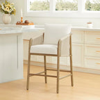 Tabouret de bar Lynn à hauteur de comptoir avec accoudoirs en bois tressé, lot de 2
