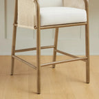 Tabouret de bar Lynn à hauteur de comptoir avec accoudoirs en bois tressé, lot de 2