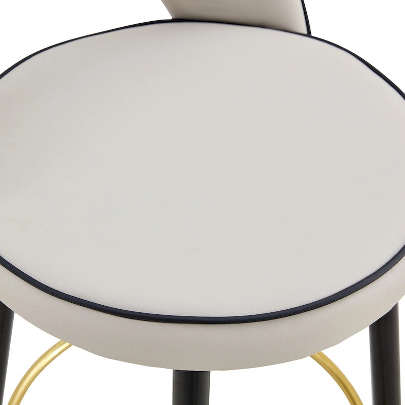 Set di 2 moderni sgabelli da bar girevoli con schienale imbottito in PU e gambe in metallo, per sala da pranzo, soggiorno e patio