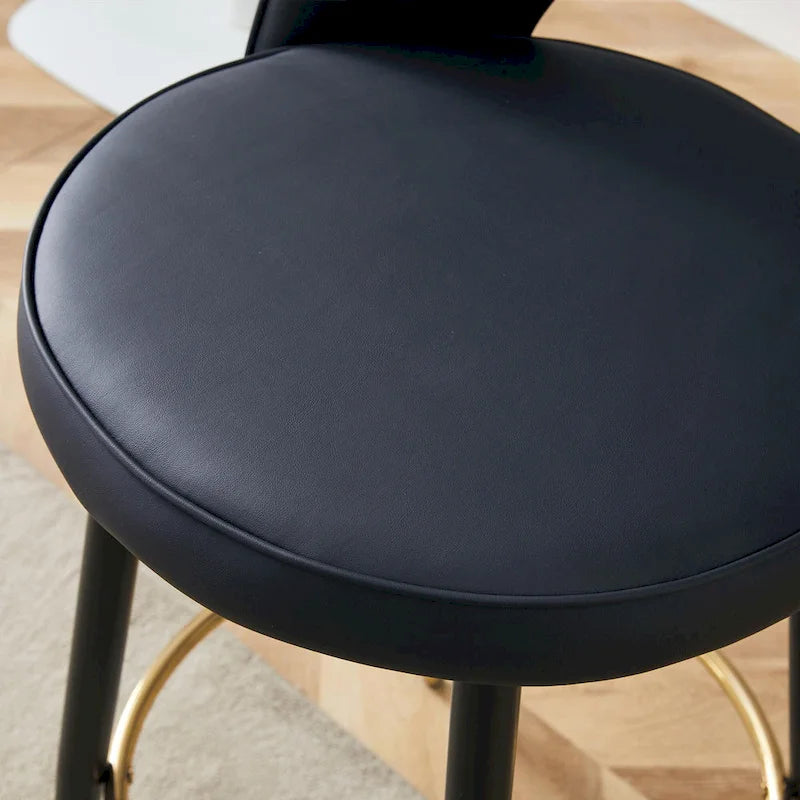 Set di 2 moderni sgabelli da bar girevoli con schienale imbottito in PU e gambe in metallo, per sala da pranzo, soggiorno e patio