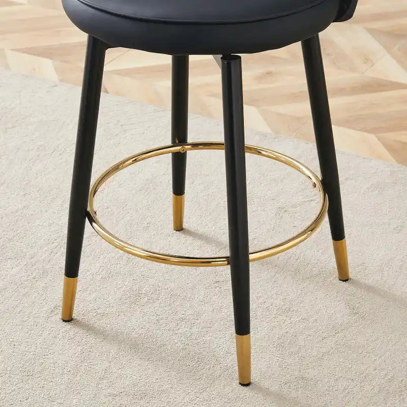 Set di 2 moderni sgabelli da bar girevoli con schienale imbottito in PU e gambe in metallo, per sala da pranzo, soggiorno e patio