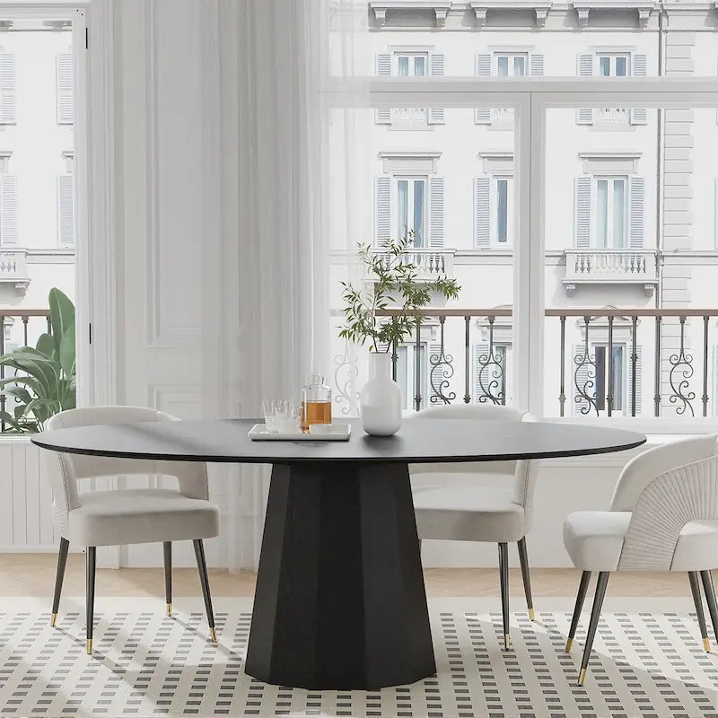Dovelina 67 Tavolo da Pranzo Ovale con 3 Opzioni di Colore per 6 Persone - 67x33.5x31