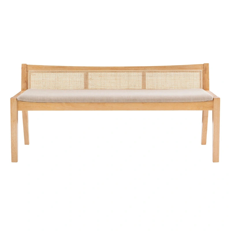 Panca con struttura in rattan intrecciato - 52,5 - Beige