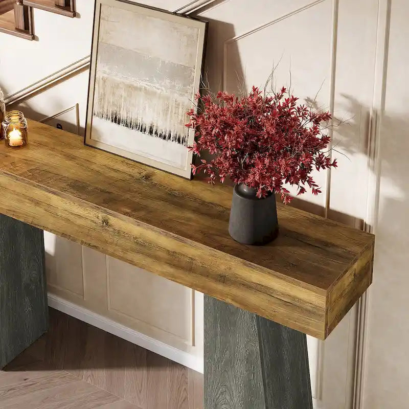 Tavolo da ingresso da fattoria, consolle in legno lunga 160 cm