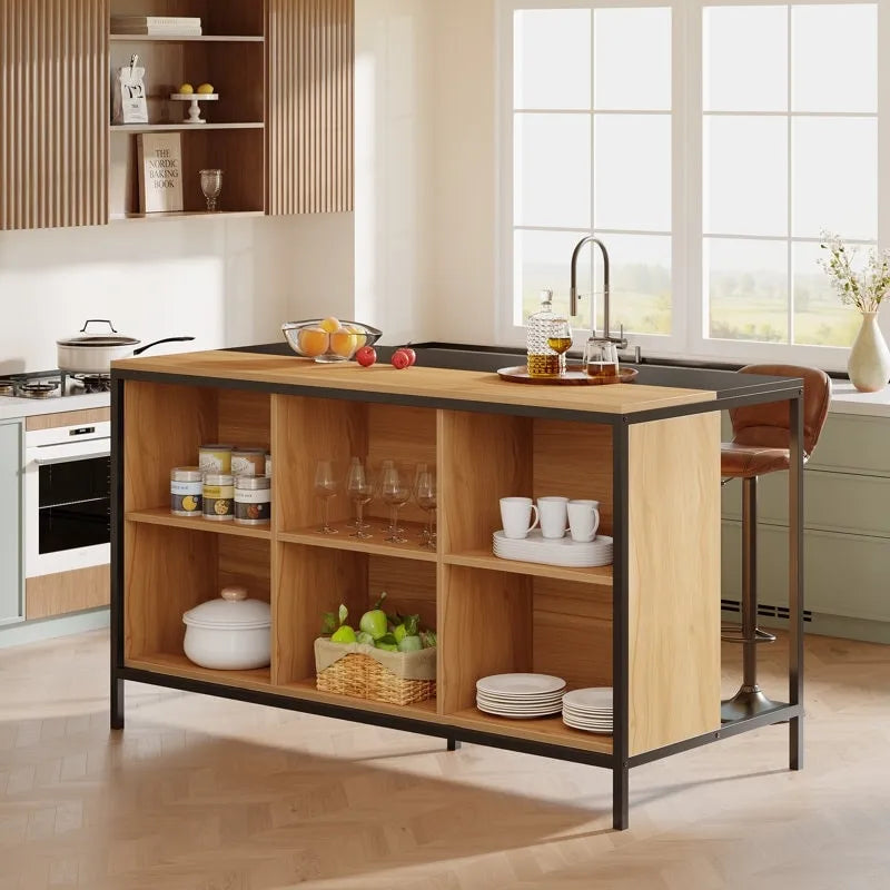 Isola Cucina con 6 Scomparti a Cubo per Cucina Sala da Pranzo